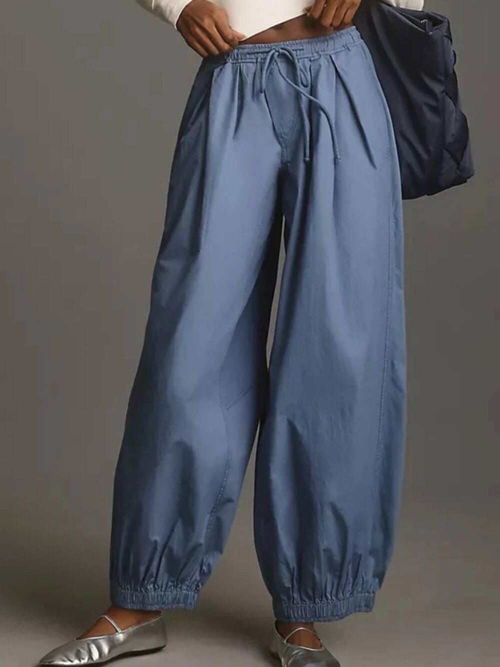 The Mossa Parachute Pants By Anthropologie Pockets Pull On Blue Cotton XXSP